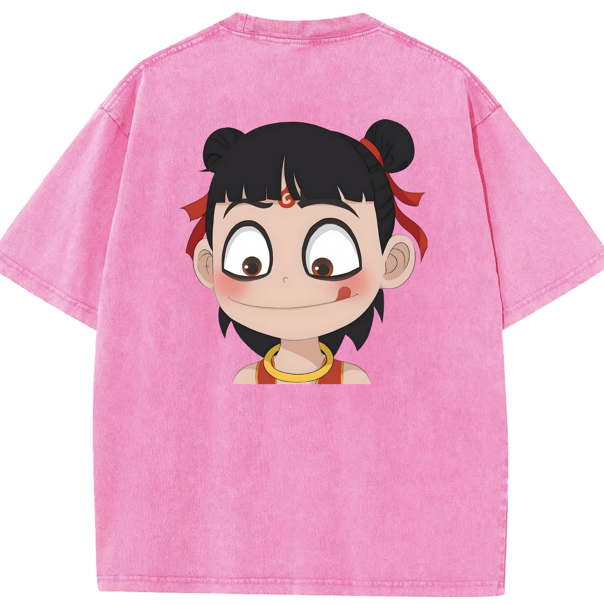 （画像用） Ne Zha 2 ナタ 魔童の大暴れ 綿100% ヴィンテージ風 半袖Tシャツ（背面プリント）